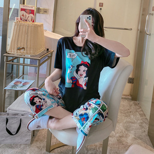 Microcredit Explosions Pajamas Women's Summer Short-sleeved Pants Snow White Mickey Cartoon Casual Home Suit Manufacturers
