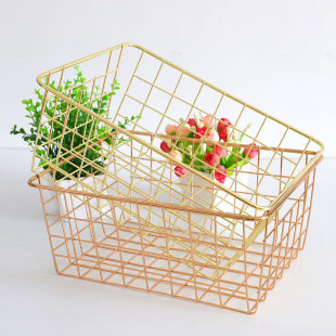 Nordic Metal Storage Basket Golden Home Iron Sundries Storage Basket Desktop Snacks Fruit Iron Storage Basket