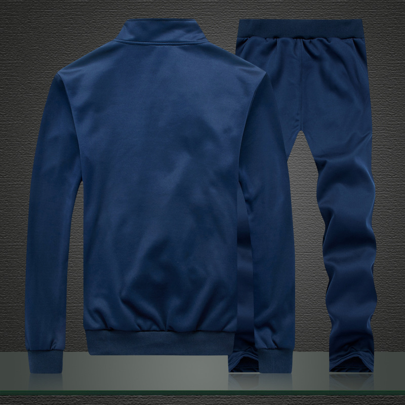 AliExpress men's casual sports suit cardigan stand collar cross-border foreign trade Youth solid color sportswear men's clothing wholesale