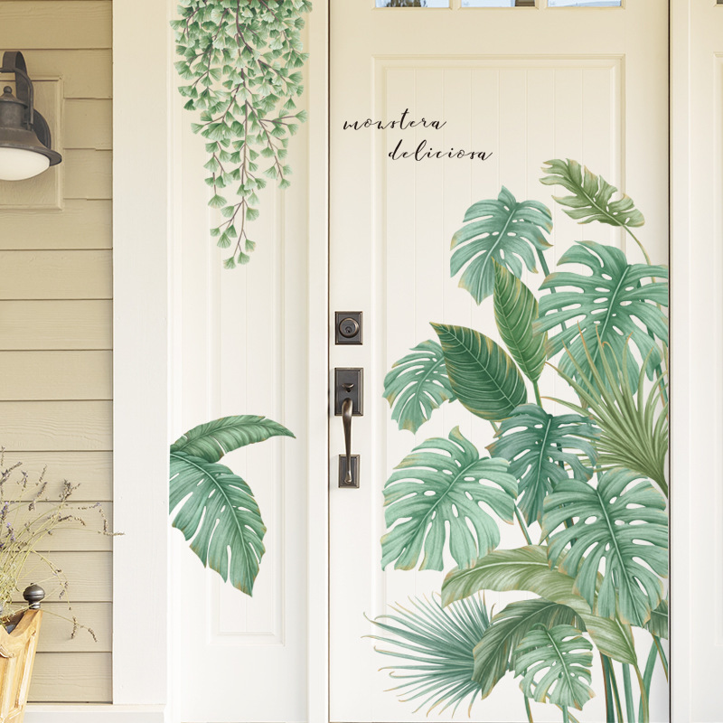 Wall Stickers Nordic Tropical Plants Tortoise Bamboo Pastoral Small Fresh Door Decorative Stickers Wall Wallpaper Stickers Penglai