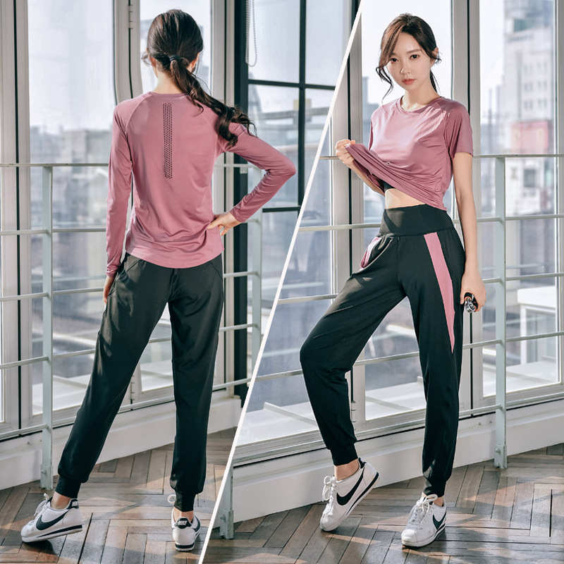Gym Sports Suit Women's Long and Short Sleeve Three-Piece Set Loose Professional Sports Running Clothes Spring and Summer Fashion Yoga Clothes