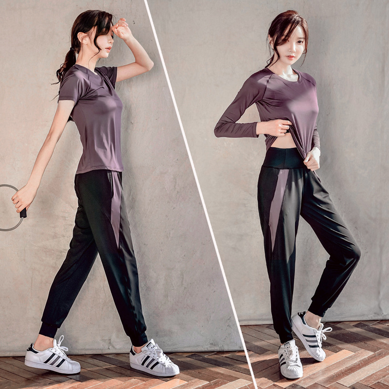 Gym Sports Suit Women's Long and Short Sleeve Three-Piece Set Loose Professional Sports Running Clothes Spring and Summer Fashion Yoga Clothes