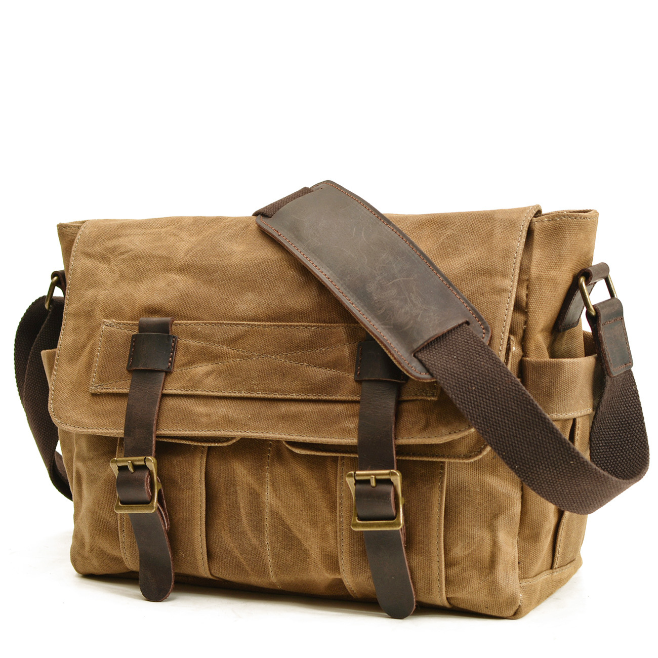 Borsa da uomo in tela cerata e olio, in pelle, con cuciture, retrò, a tracolla, da uomo, borsa a tracolla per computer, alla moda europea e americana_voghion.com