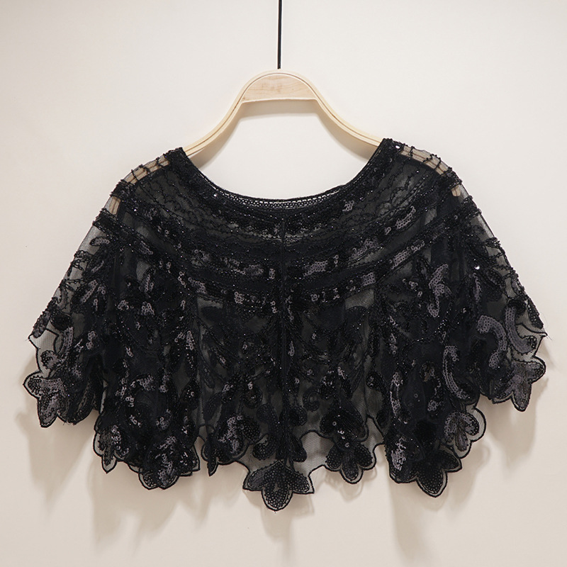Cross Border 1920s Vintage Sequin Shawl Mesh Sequin Cardigan Short Dress Ball Shawl Dress Waistcoat