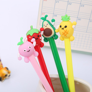 Cute Fruit Gel Pen Creative Silicone Head Stationery Student Silicone Head Gel Pen Signature Pen
