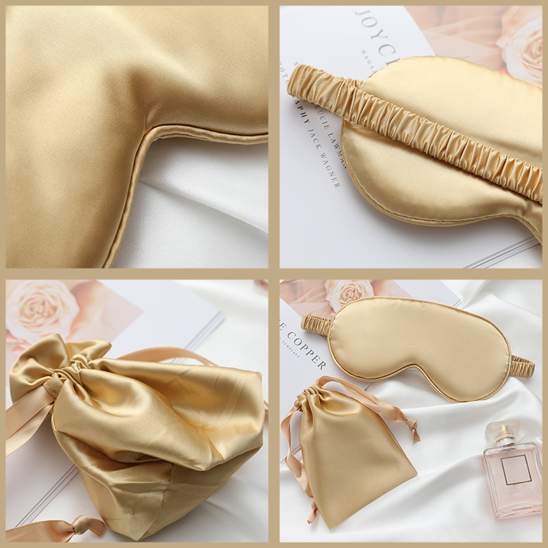 Imitation silk eye mask two-piece gift cloth bag daily protective eye mask work shading sleep eye mask set Wholesale