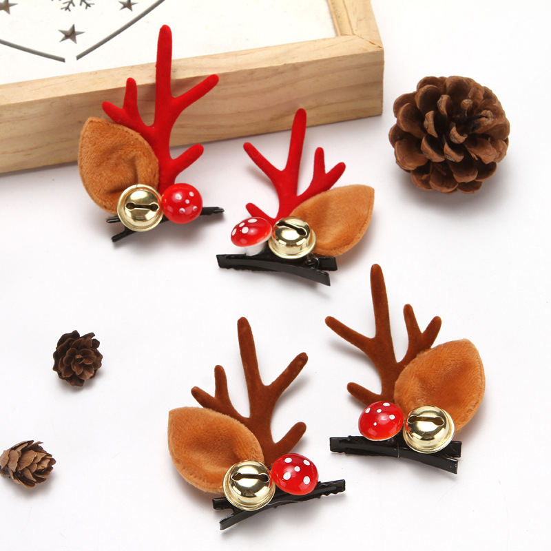 Factory Direct sales Christmas holiday headband hairpin pine cone mushroom bell simulation selling cute headdress hairpin in stock wholesale