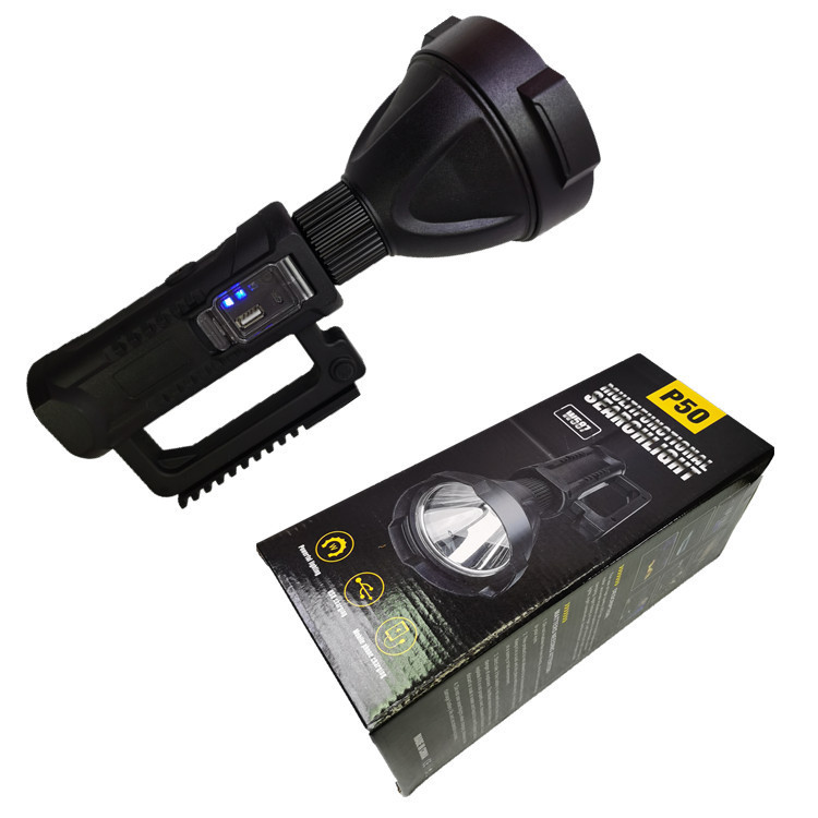P50 Searchlight multifunctional USB rechargeable outdoor bracket flashlight high-power handheld camping Light Night Fishing light