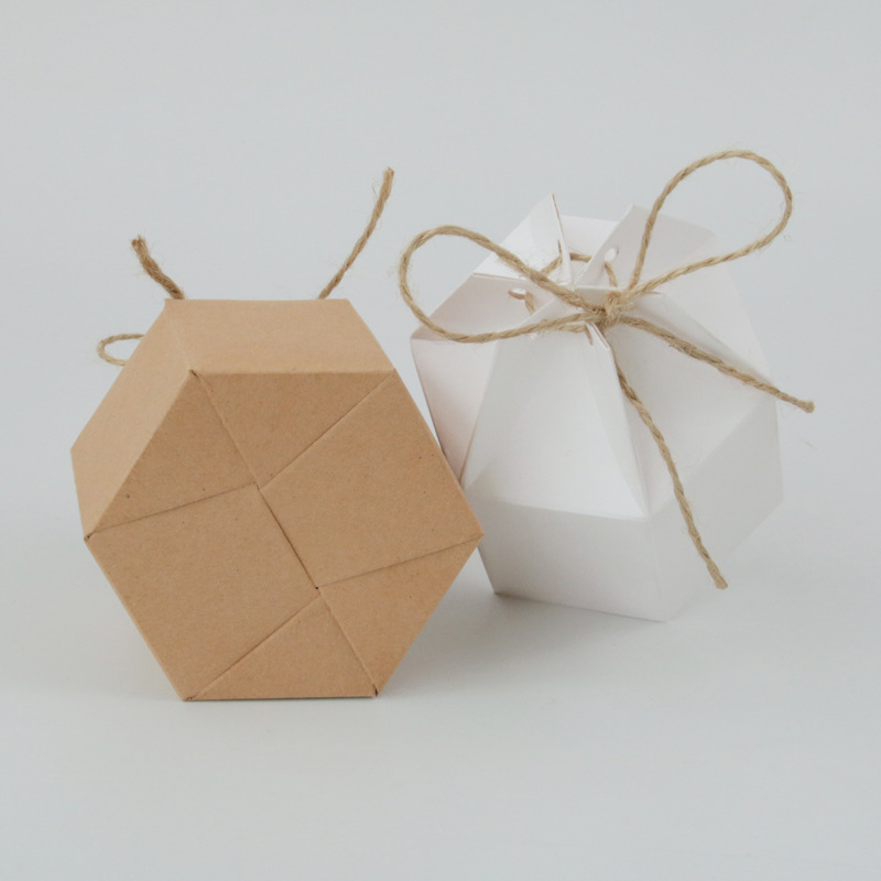 New Candy Box Kraft Paper Hexagonal Candy Box Party Gift Box Mongolian Candy Box