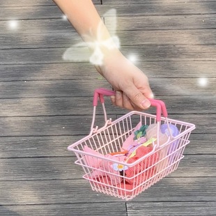 Cross-border spot ins style girl pink creative camping picnic basket iron snack basket fried food basket
