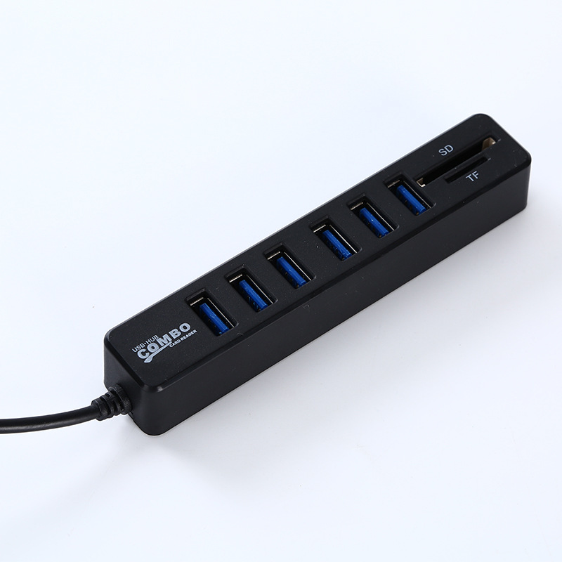 8-in -1 expansion dock factory direct USB 2.0HUB splitter 6USB 2SD/TF card reader