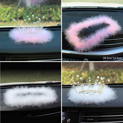 Pearl Crown feather mobile phone anti-slip mat creative car supplies Camellia female car ornaments jewelry manufacturers