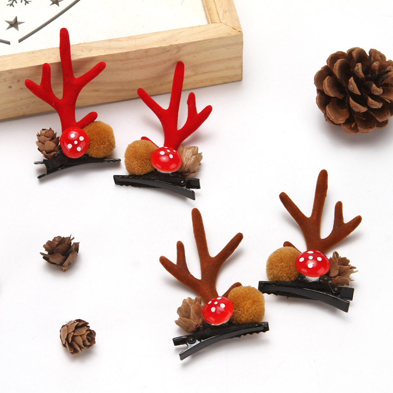 Factory Direct sales Christmas holiday headband hairpin pine cone mushroom bell simulation selling cute headdress hairpin in stock wholesale