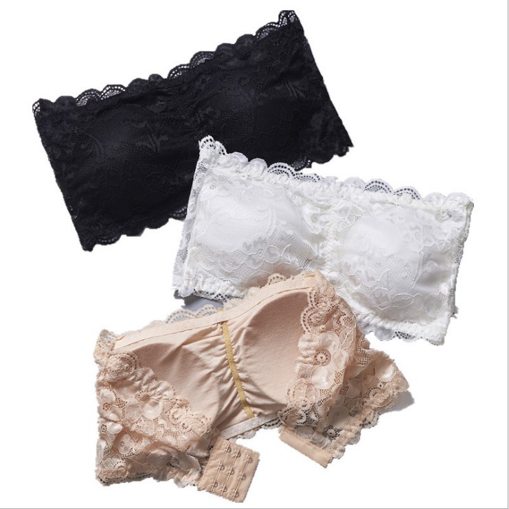 Lace Strapless Non-slip Tube Top Large Underwear Anti-slip Glow Vest with Chest Pad Base Beautiful Back Wrapping Chest