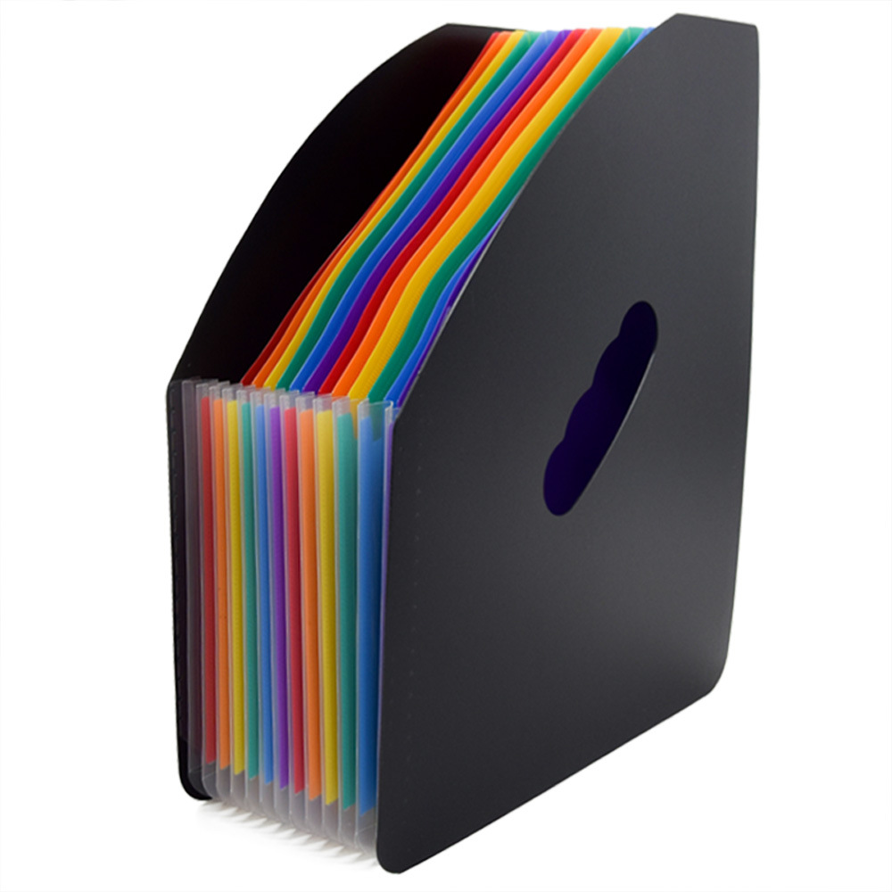 Self-supporting books and magazines information rack triangle 13-compartment color portable Japanese organ bag 25-compartment storage folder