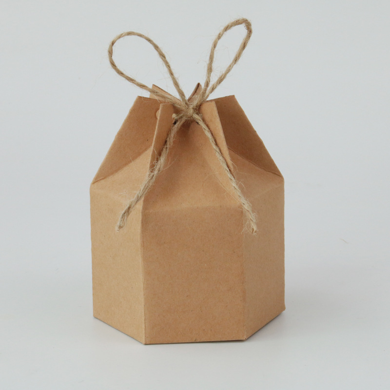 New Candy Box Kraft Paper Hexagonal Candy Box Party Gift Box Mongolian Candy Box