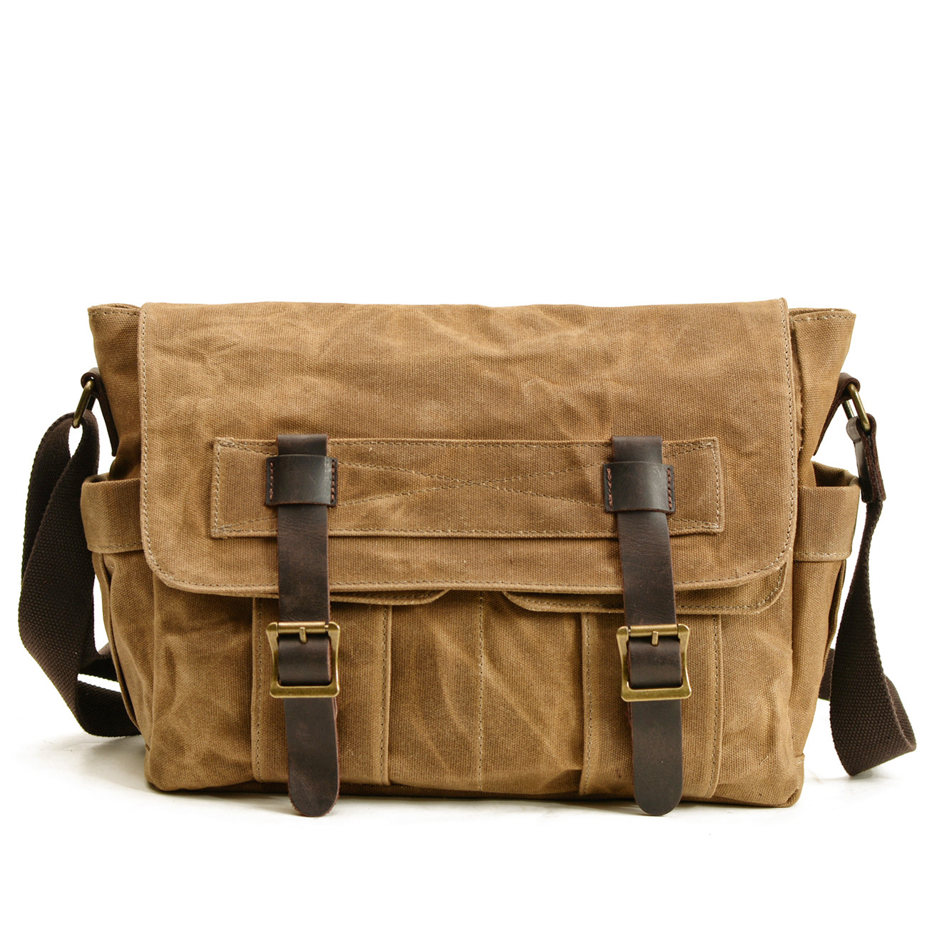 Borsa da uomo in tela cerata e olio, in pelle, con cuciture, retrò, a tracolla, da uomo, borsa a tracolla per computer, alla moda europea e americana_voghion.com