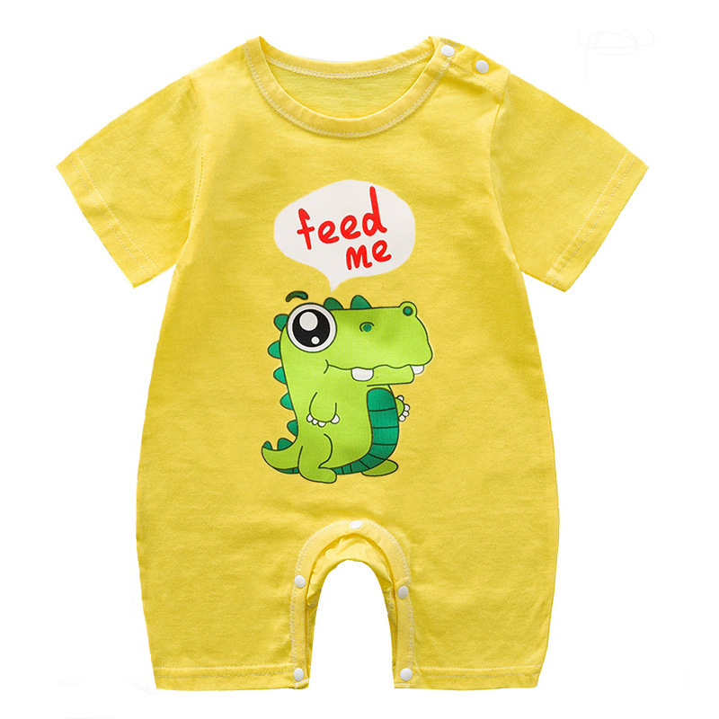 Cross-border Shrimp Skin Explosions Baby's Suit Summer Cotton Cartoon Printed Short-sleeved Climbing Suit for Boys and Girls