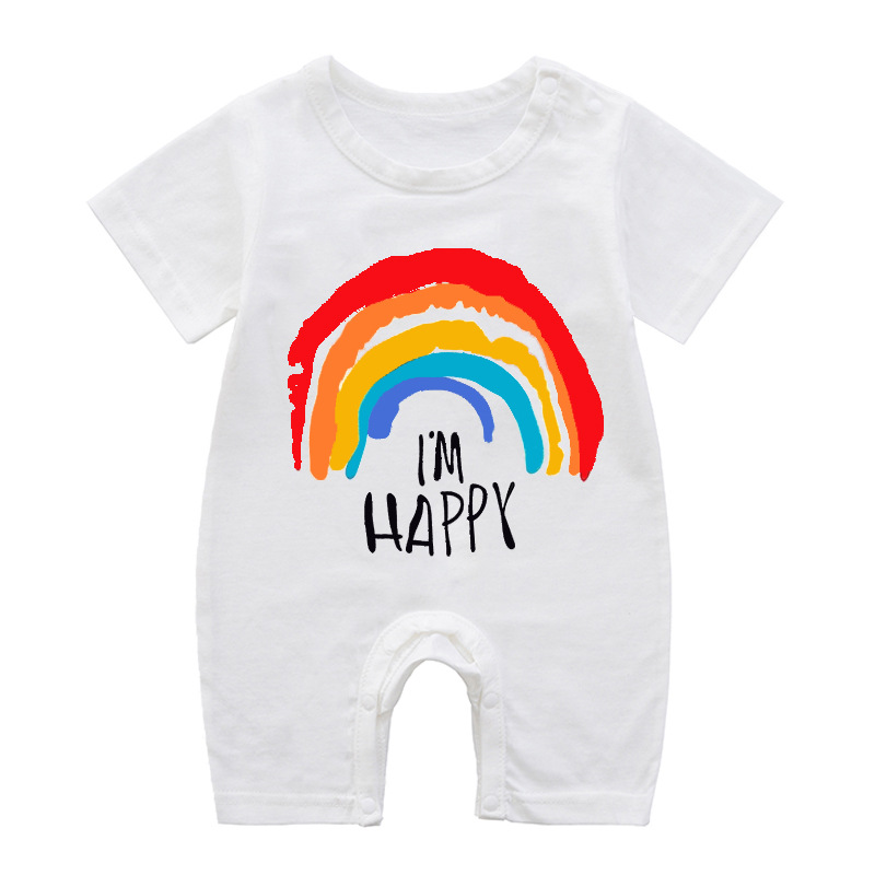 Cross-border Shrimp Skin Explosions Baby's Suit Summer Cotton Cartoon Printed Short-sleeved Climbing Suit for Boys and Girls