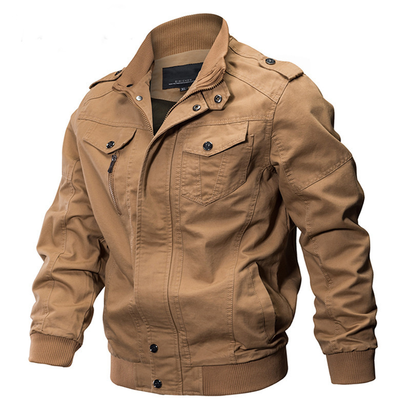 2023 Foreign Trade Amazon Spring New Men's Casual Cotton Military Jacket Outdoor Loose Large Size Workwear Jacket