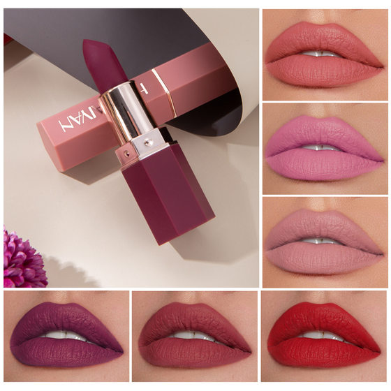 handanyan cross-border lip gloss hexagonal matte non-stick lipstick European and American waterproof moisturizing lipstick lip glaze