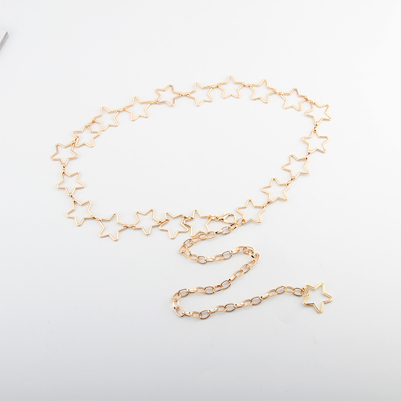 Women's Waist Chain Star Decoration Thin Belt Simple All-match Dress Fashion Waist Chain Small Belt Skirt In Stock_voghion.com