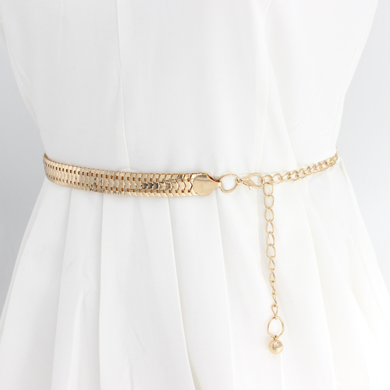 Ladies waist chain fashion Joker decorative dress metal hook adjustment belt accessories hanging bead chain a generation of hair