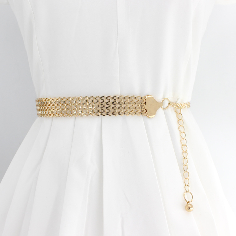 Ladies waist chain fashion Joker decorative dress metal hook adjustment belt accessories hanging bead chain a generation of hair