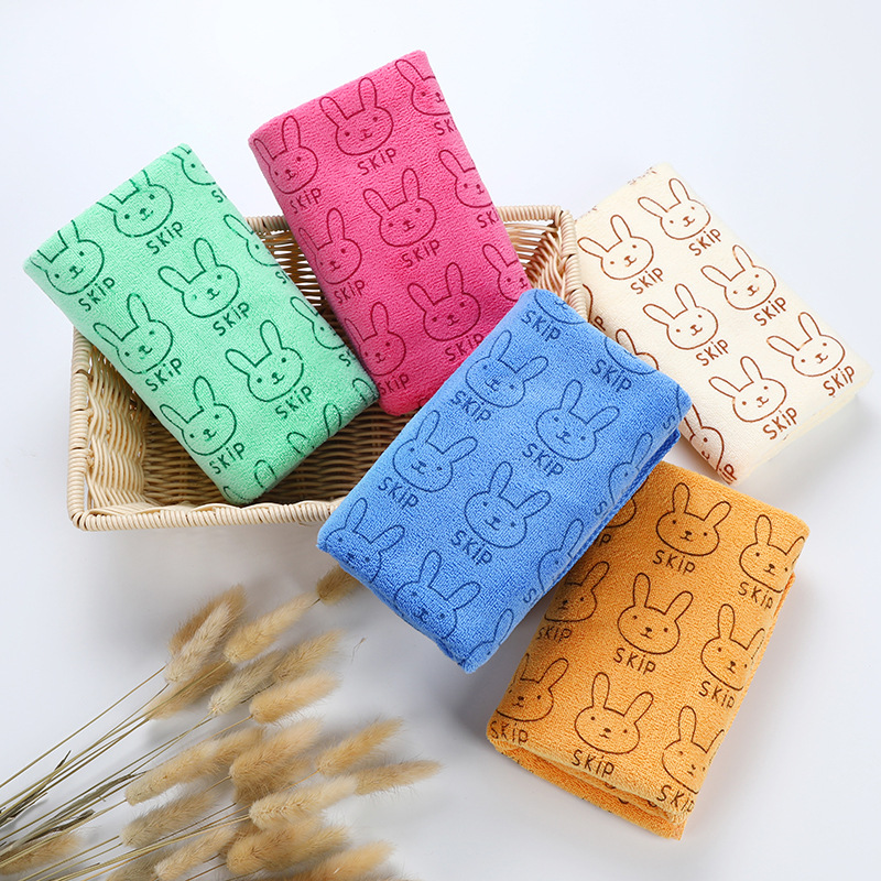 Factory wholesale microfiber 35 x 75 printing face towel rabbit hair dry towel soft thick household towel