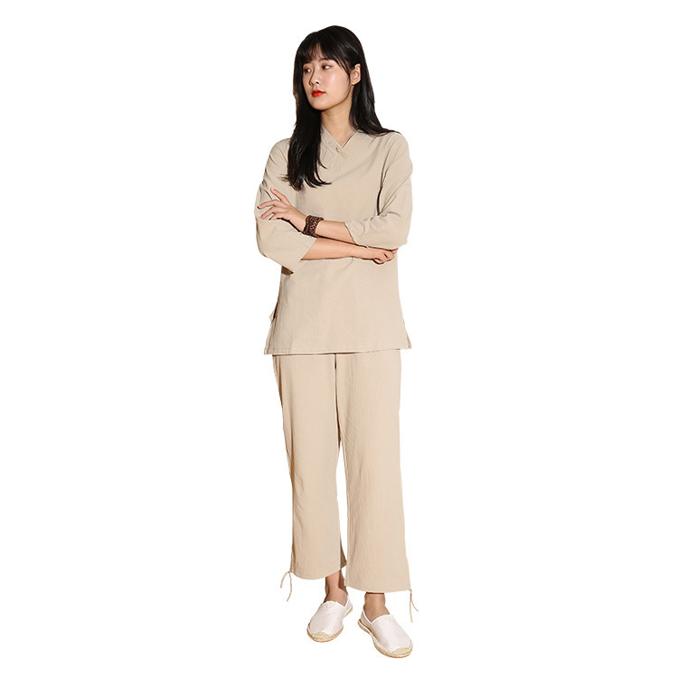 Cotton and linen meditation yoga clothing fitness clothing outdoor sports lay people meditation Tai Chi suit a generation of hair