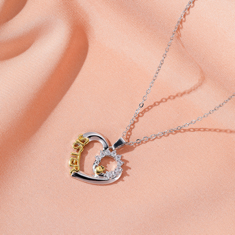 Popular hot selling SISTER necklace creative love SISTER micro inlaid zircon clavicle chain personality all-match pendant for women