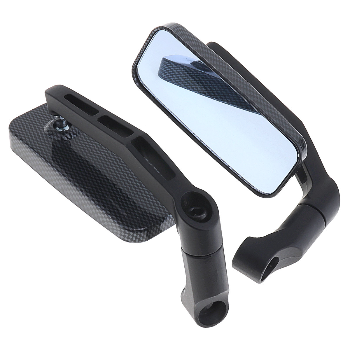 Factory direct supply motorcycle rearview mirror aluminum modified rearview mirror all aluminum blue glass square curved rod
