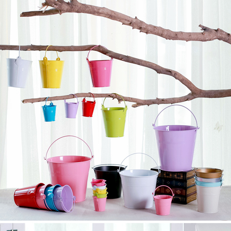 Factory candy color small iron bucket wholesale creative fleshy tin flower pot children's portable bucket Mini small iron bucket