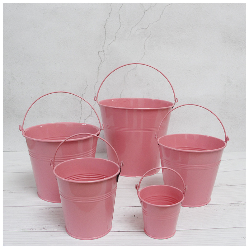 Factory candy color small iron bucket wholesale creative fleshy tin flower pot children's portable bucket Mini small iron bucket