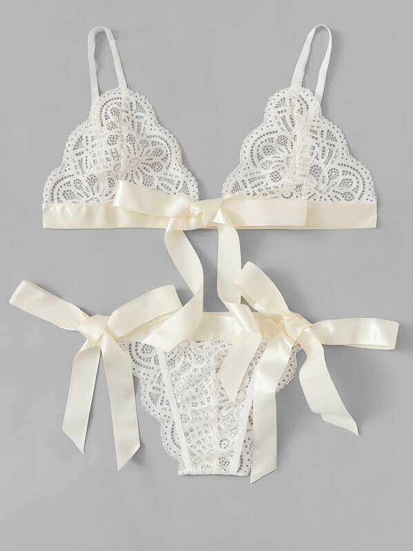 Cross-border supply European and American million sexy lingerie sexy women's three-point big bow split underwear wholesale