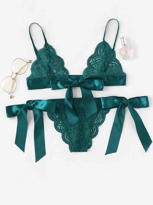 Cross-border supply European and American million sexy lingerie sexy women's three-point big bow split underwear wholesale