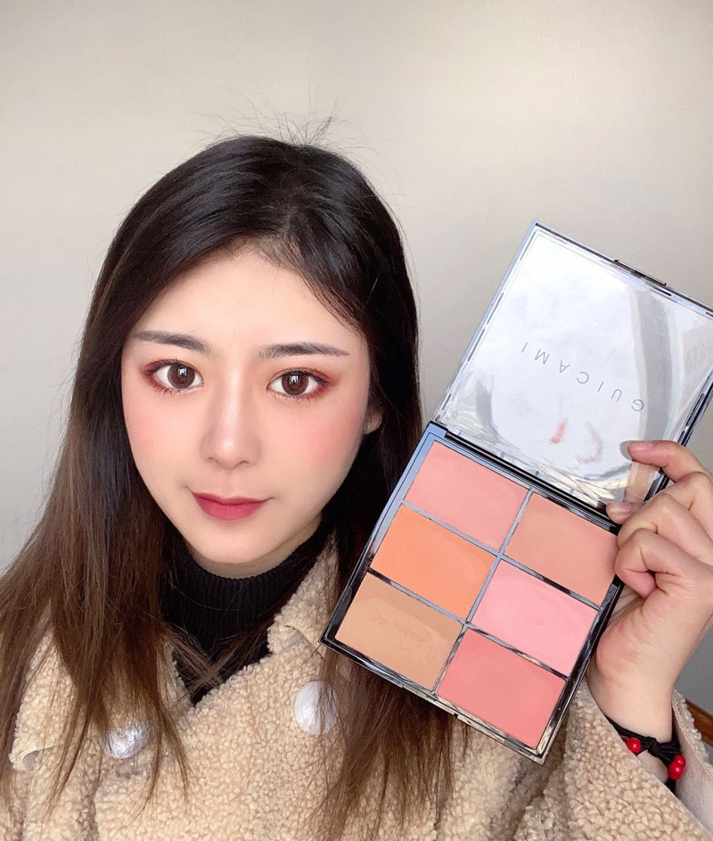 GUICAMI six-color blush plate repair powder carrot color apricot orange nude makeup natural Red 6-color makeup