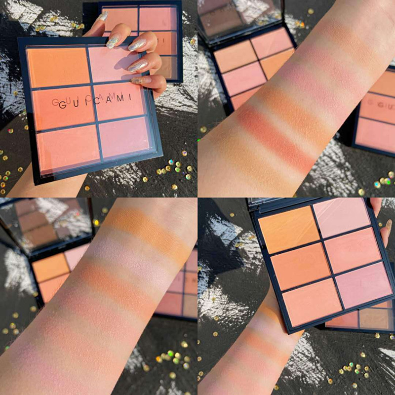 GUICAMI six-color blush plate repair powder carrot color apricot orange nude makeup natural Red 6-color makeup
