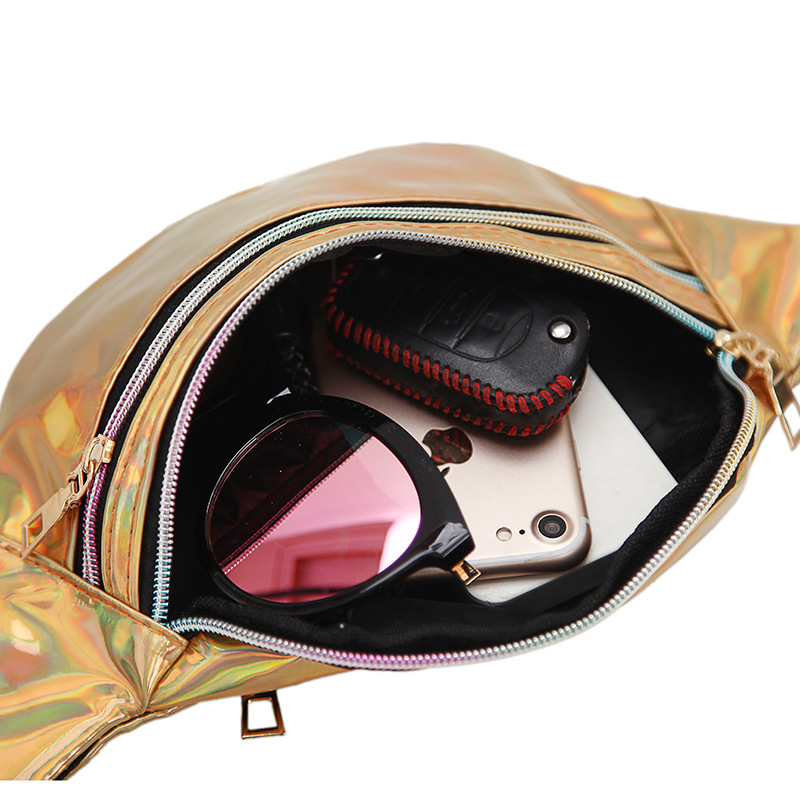 2024 new summer men and women laser waist bag cross-border outdoor bright sports chest bag multi-functional messenger bag wholesale