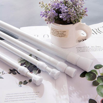 White Paint Plum Blossom Telescopic Rod Multifunctional Shower Curtain Rod Curtain Rod Punch-free Clothes-airing Support Rod Japanese-style Door Curtain Rod