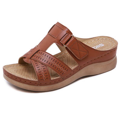 New 2024 European and American sandals women cross-border car line mother shoes large size sandals wedge slippers a generation of hair