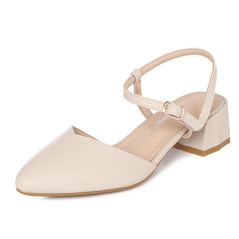 Summer Sandals 2021 New French Hollow Shoes Pointed Thick Heel Toe Sandals Women's Evening High Heel Shoes Women