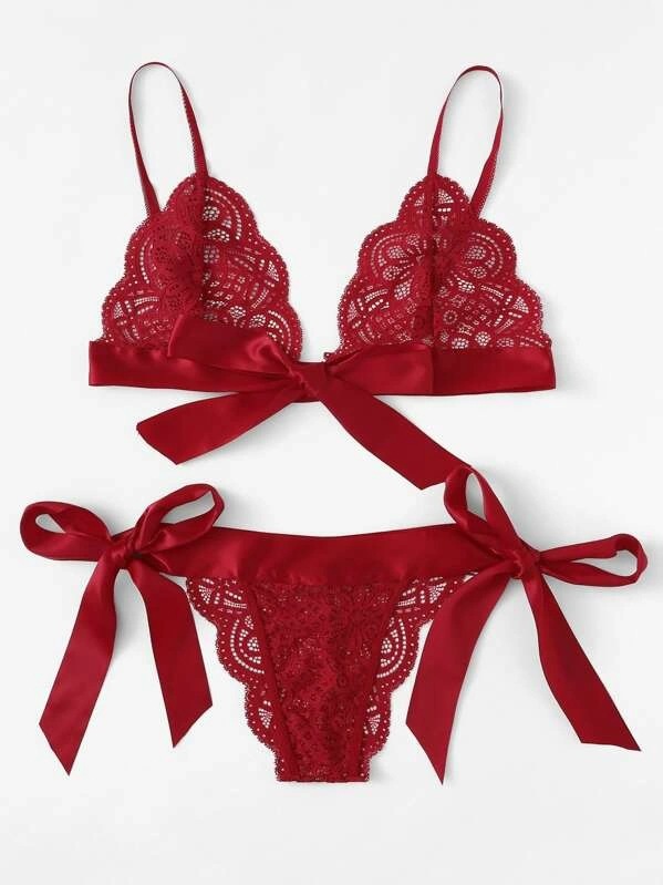 Cross-border supply European and American million sexy lingerie sexy women's three-point big bow split underwear wholesale