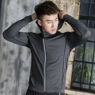 Sports Jacket Men's Summer Thin Long-sleeved Quick-drying Hoodie Fitness Training Clothing Running Breathable Sunscreen Outer Jacket