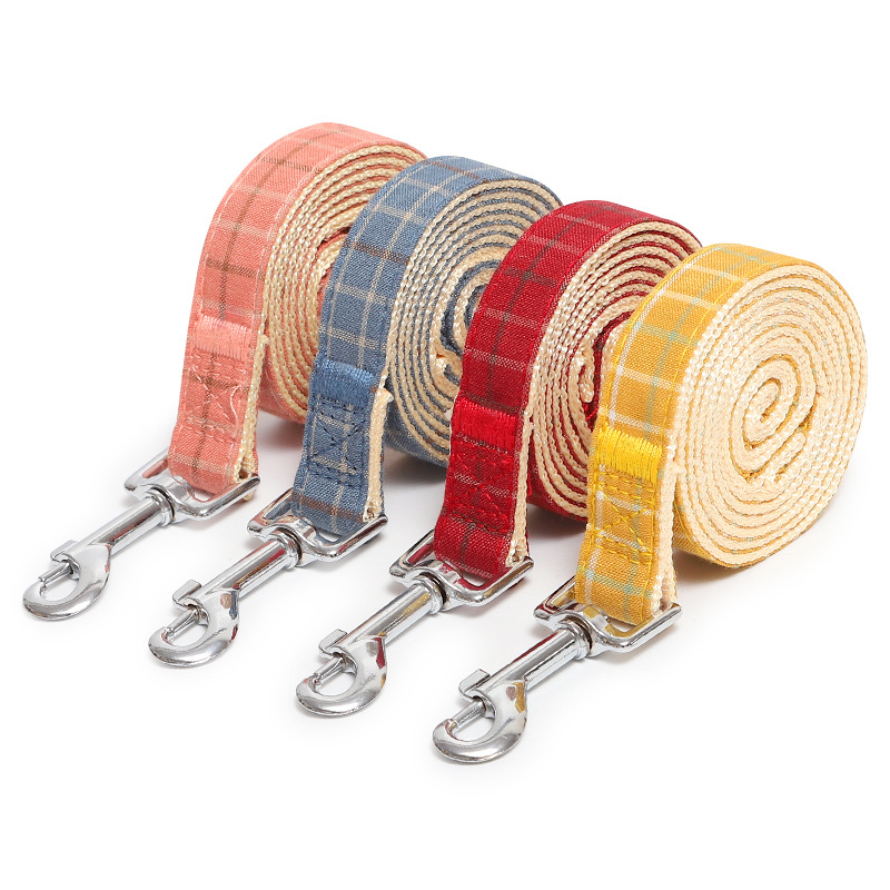 Pet leash wholesale leather Pantao second generation upgraded version Korean two-color plaid imitation nylon dog leash dog leash