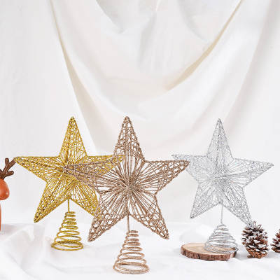 Tree top star powder iron five-pointed star lamp Christmas decorations gift Christmas tree decoration pendant ornaments