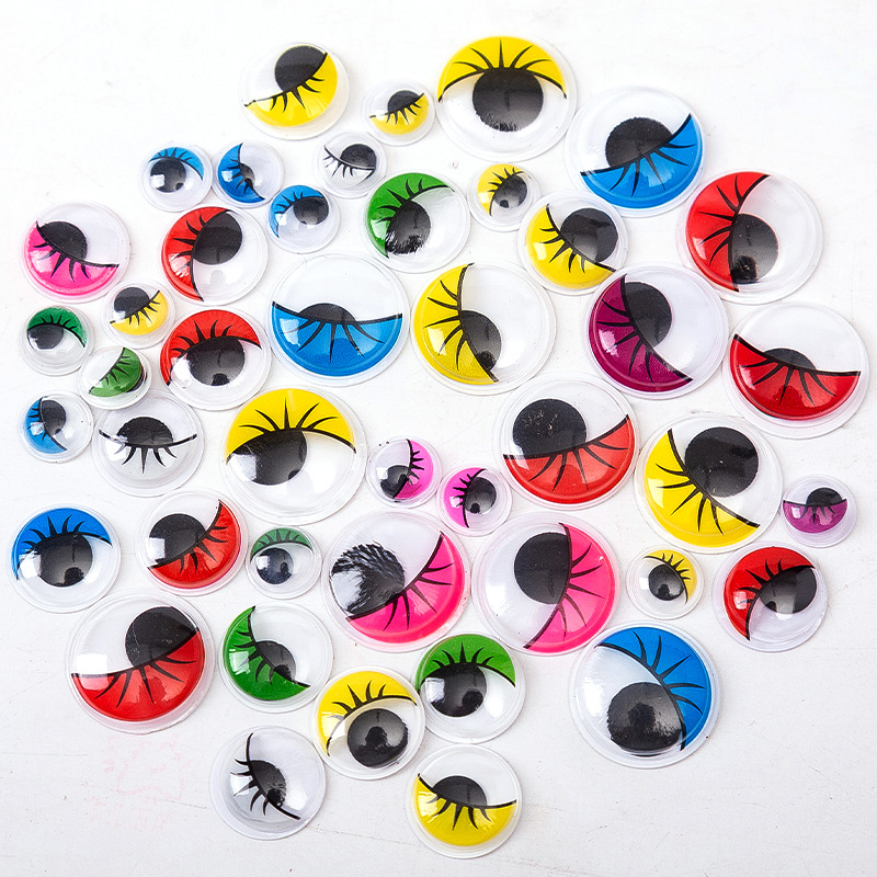 Color movable eye with adhesive eye handmade diy animal eye with eyelash eye patch black and white eye