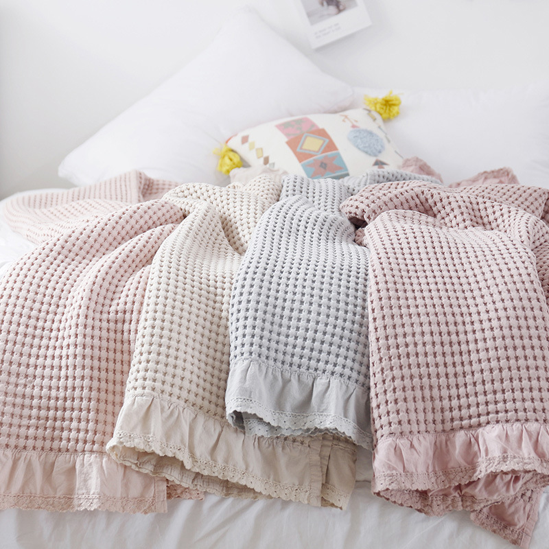 Japanese-style cotton waffle towel sofa blanket pure cotton office air conditioning thin blanket