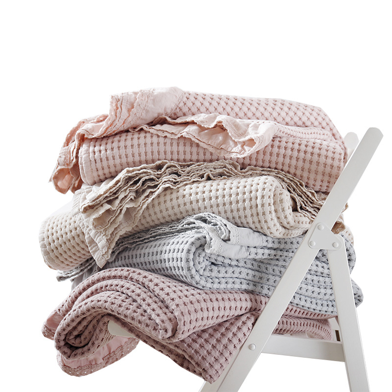 Japanese-style cotton waffle towel sofa blanket pure cotton office air conditioning thin blanket