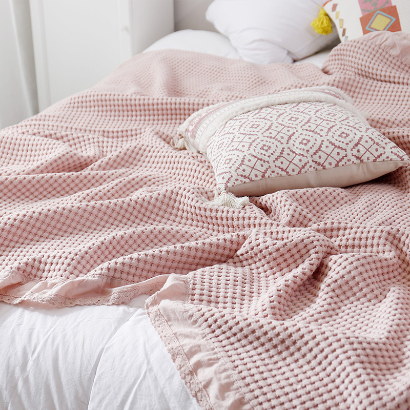 Japanese-style cotton waffle towel sofa blanket pure cotton office air conditioning thin blanket